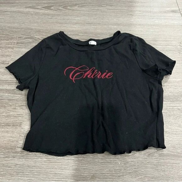 3/25 Garage Cherie Baby Tee Ruffles Cursive Red Large - Picture 1 of 4